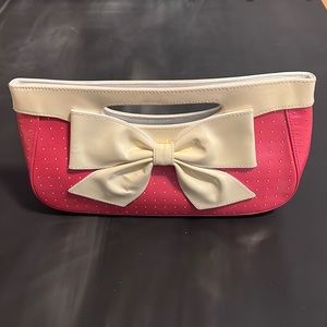 Isabella Fiore pink bow polka dot clutch summer bag